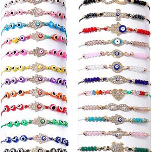 Evil Eye Bracelets Set Zinc Beaded Adjustable Protection Jewelry for Women Girls